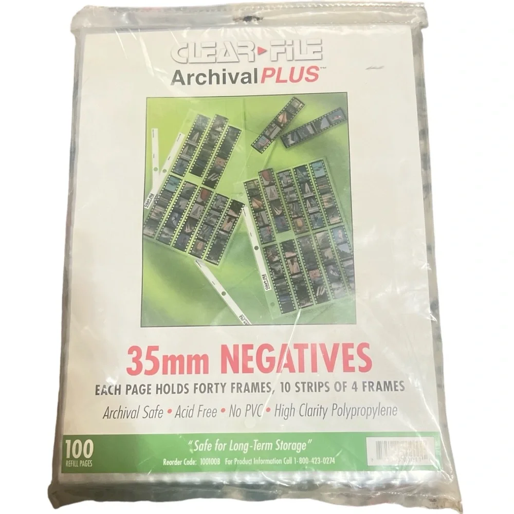 Clear-File Archival-Classic Storage Page for Negatives, 35mm - 100 Pack, New